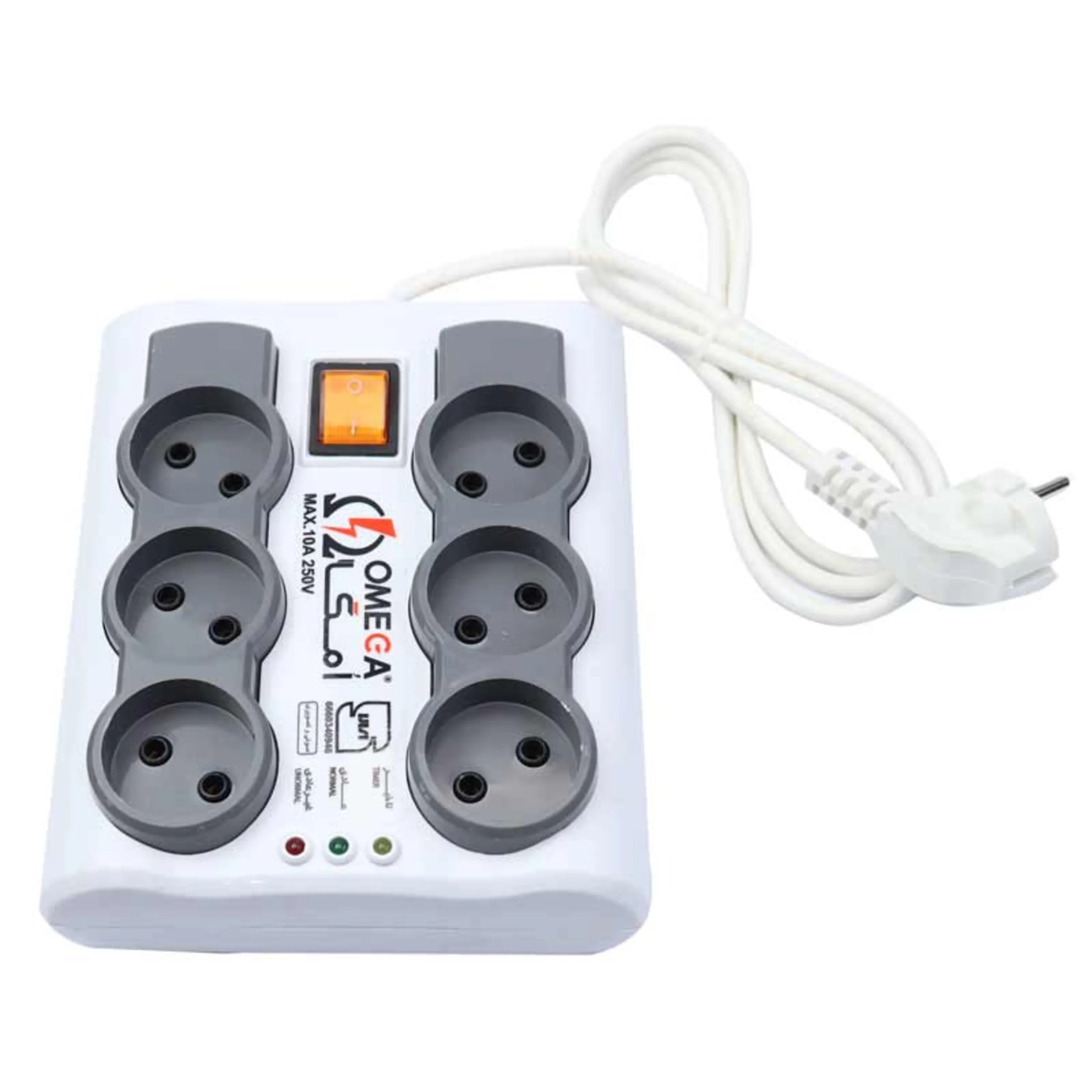 محافظ ولتاژ امگا مدل 6 خانه 3 متری KT-020266 | P6000 محافظ ولتاژ امگا مدل 6 خانه 3 متری KT-020266 | P6000